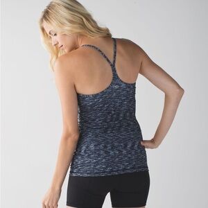 Lululemon Women’s Power Y Tank Top *Luon Dramatic Static White Black size 4